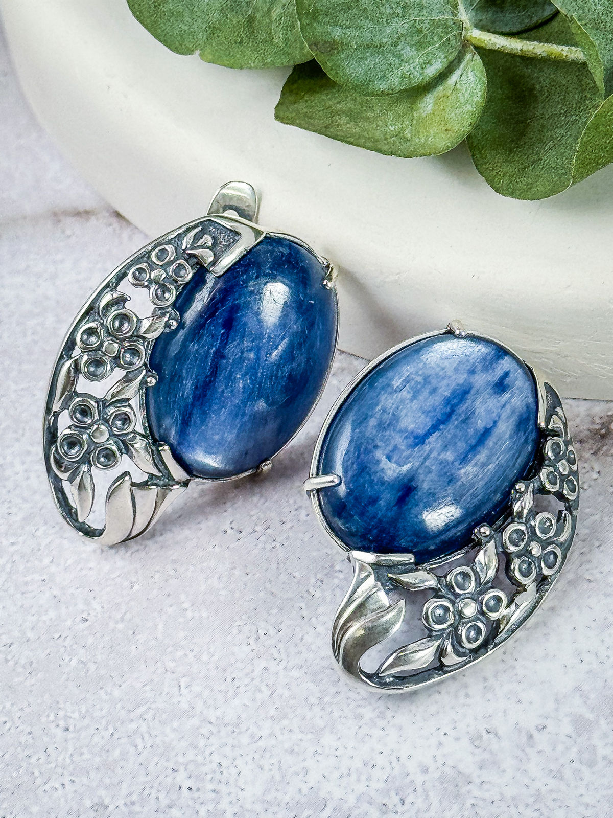 Серебряные серьги ETERI с кианитом