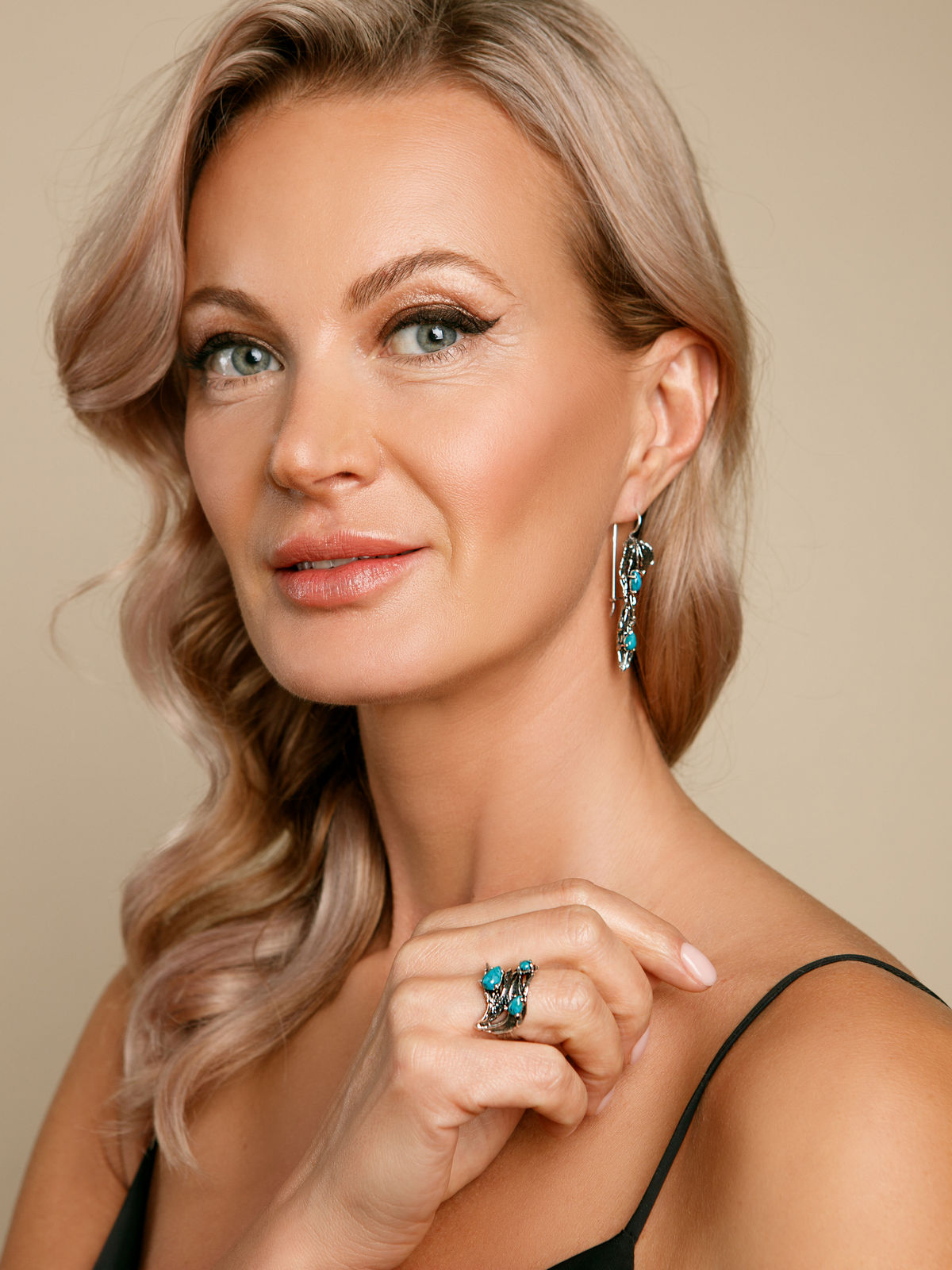 Серебряное кольцо Yaffo с бирюзой