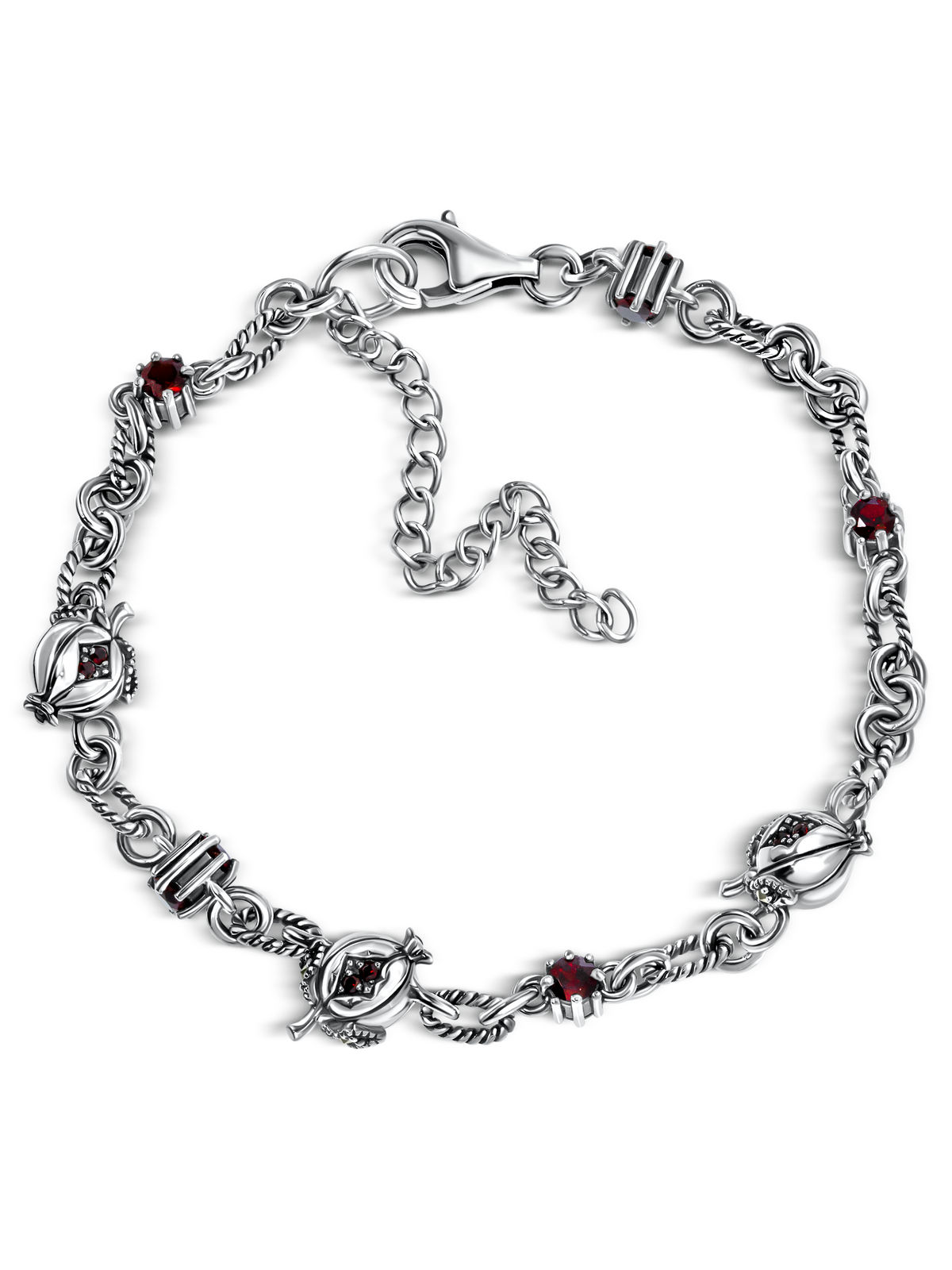 Серебряный браслет ALEXANDRE VASSILIEV с гранатом и марказитами Swarovski