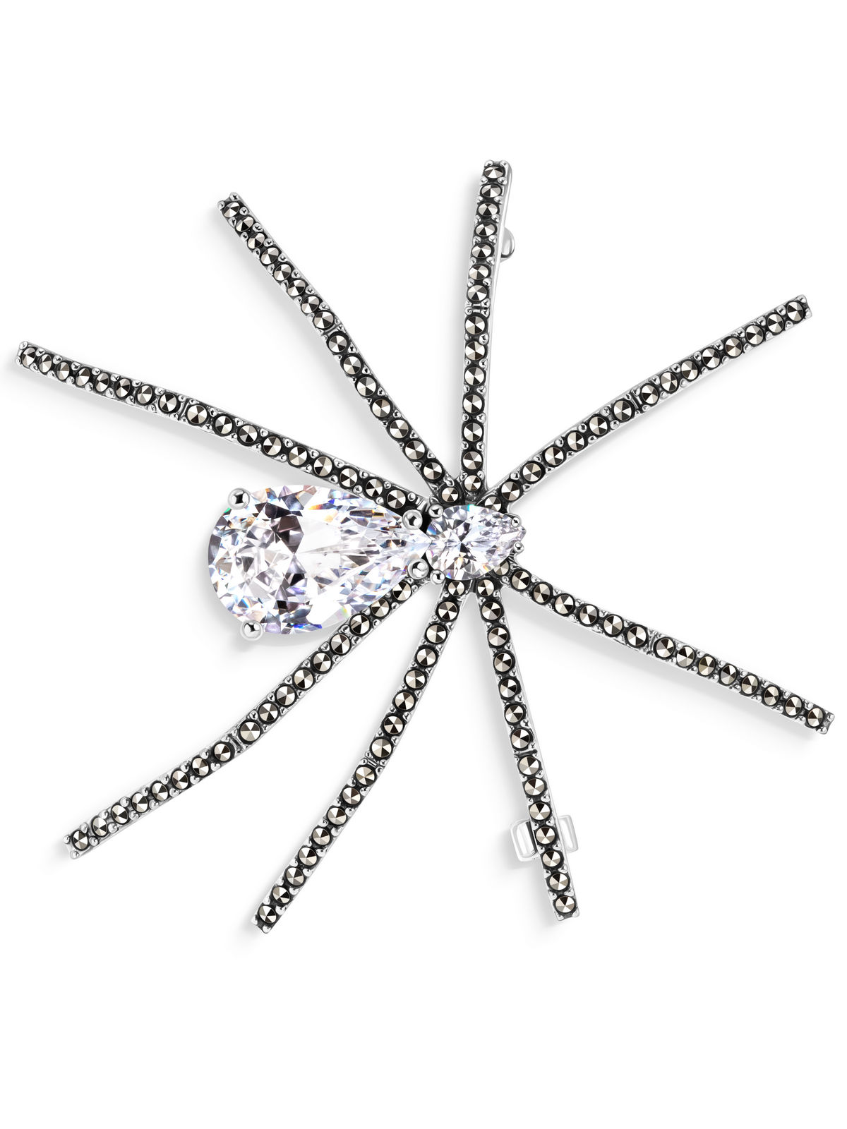 Серебряная брошь ALEXANDRE VASSILIEV с марказитами Swarovski и фианитами Swarovski