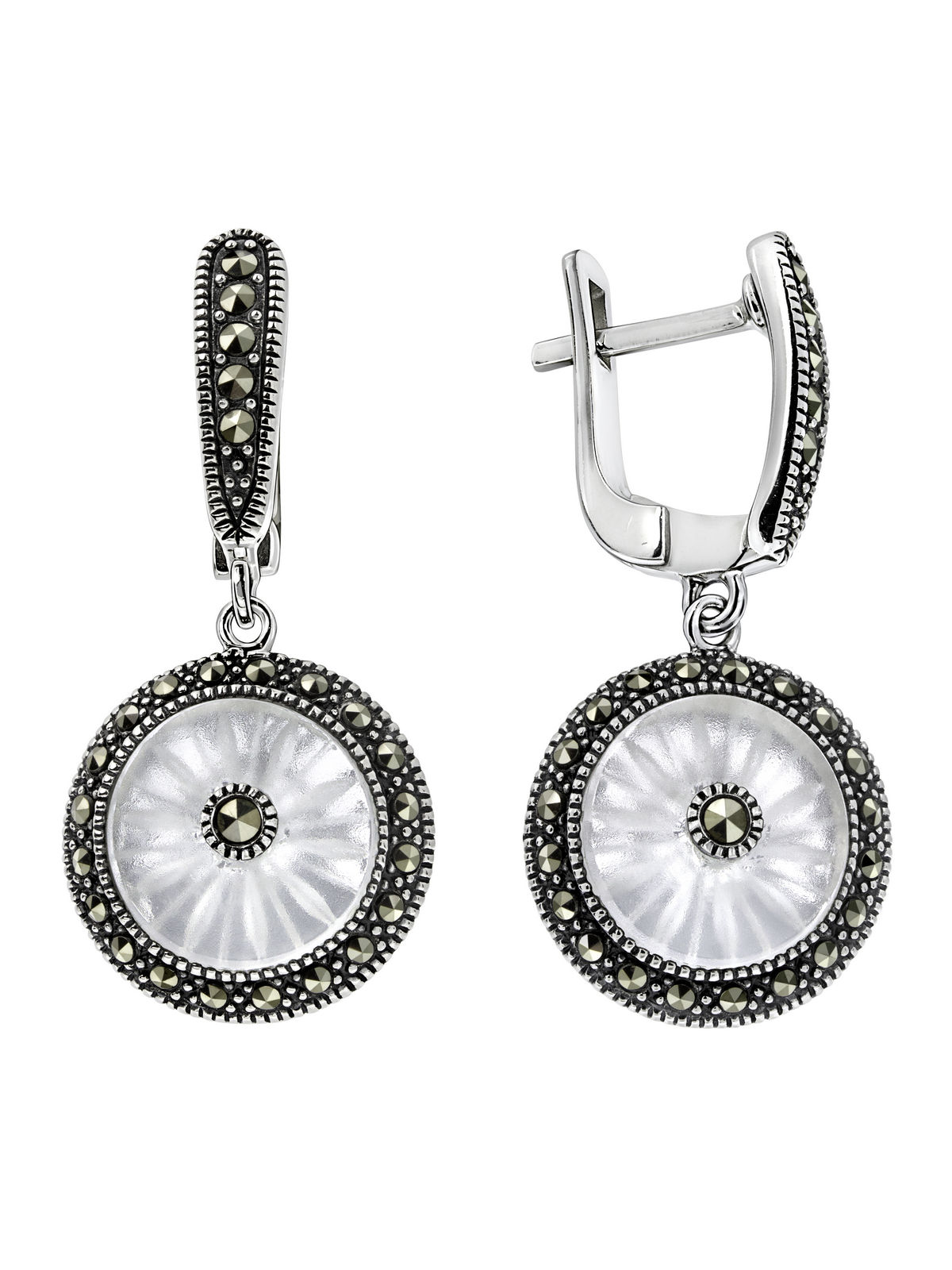 Серебряные серьги ALEXANDRE VASSILIEV с горным хрусталем и марказитами Swarovski
