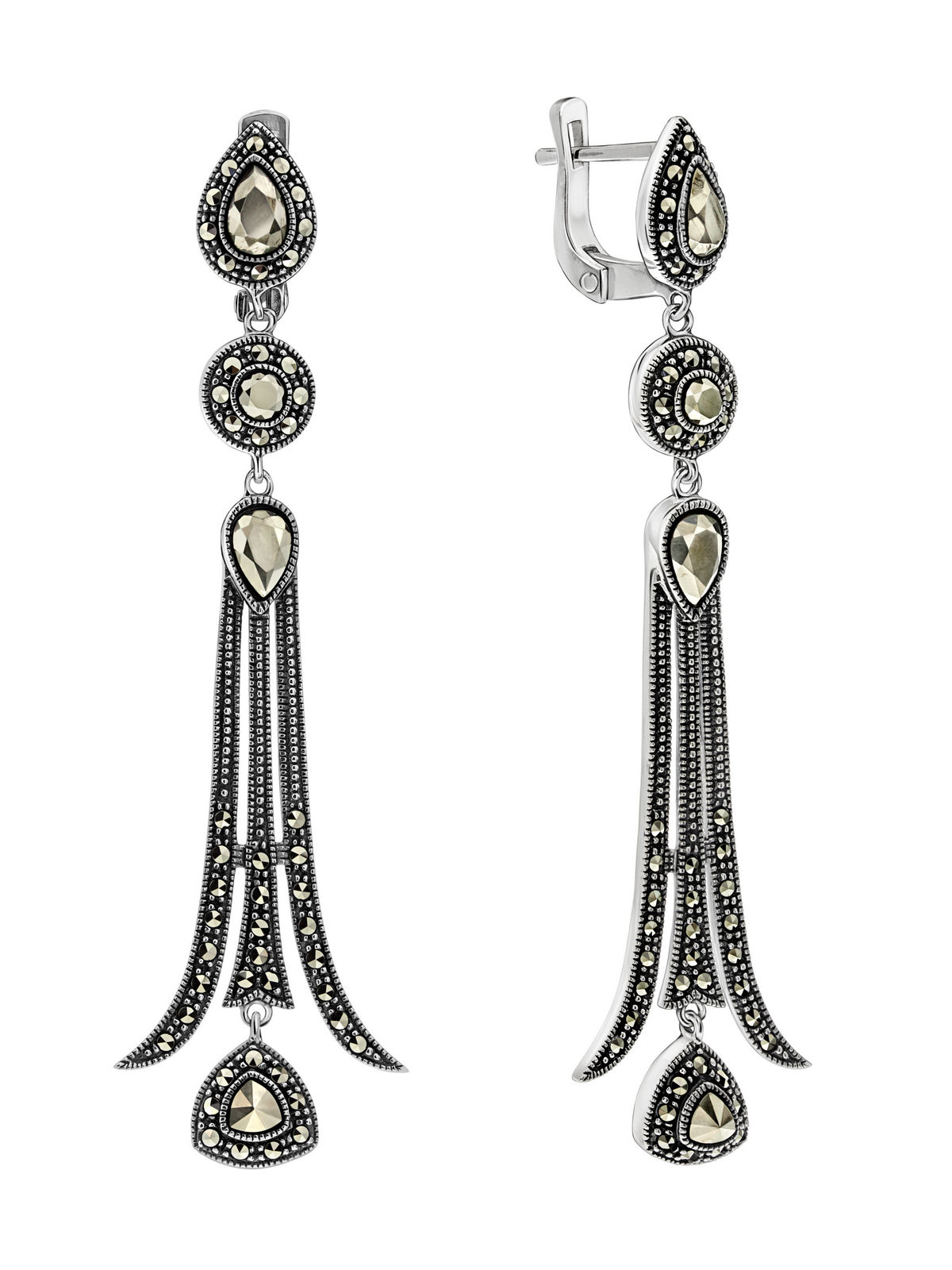 Серебряные серьги ALEXANDRE VASSILIEV с марказитами Swarovski