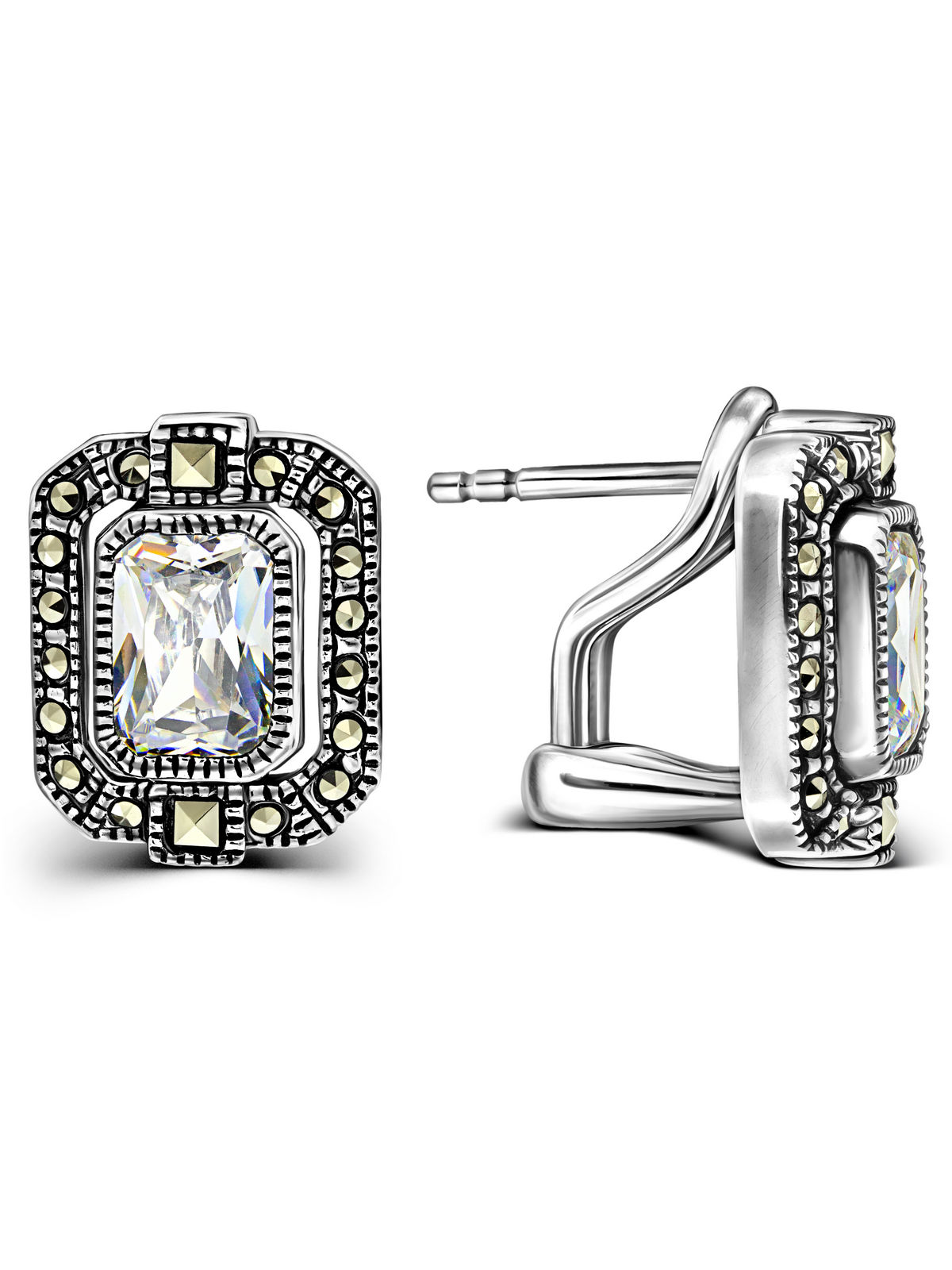 Серебряные серьги ALEXANDRE VASSILIEV с фианитами и марказитами Swarovski