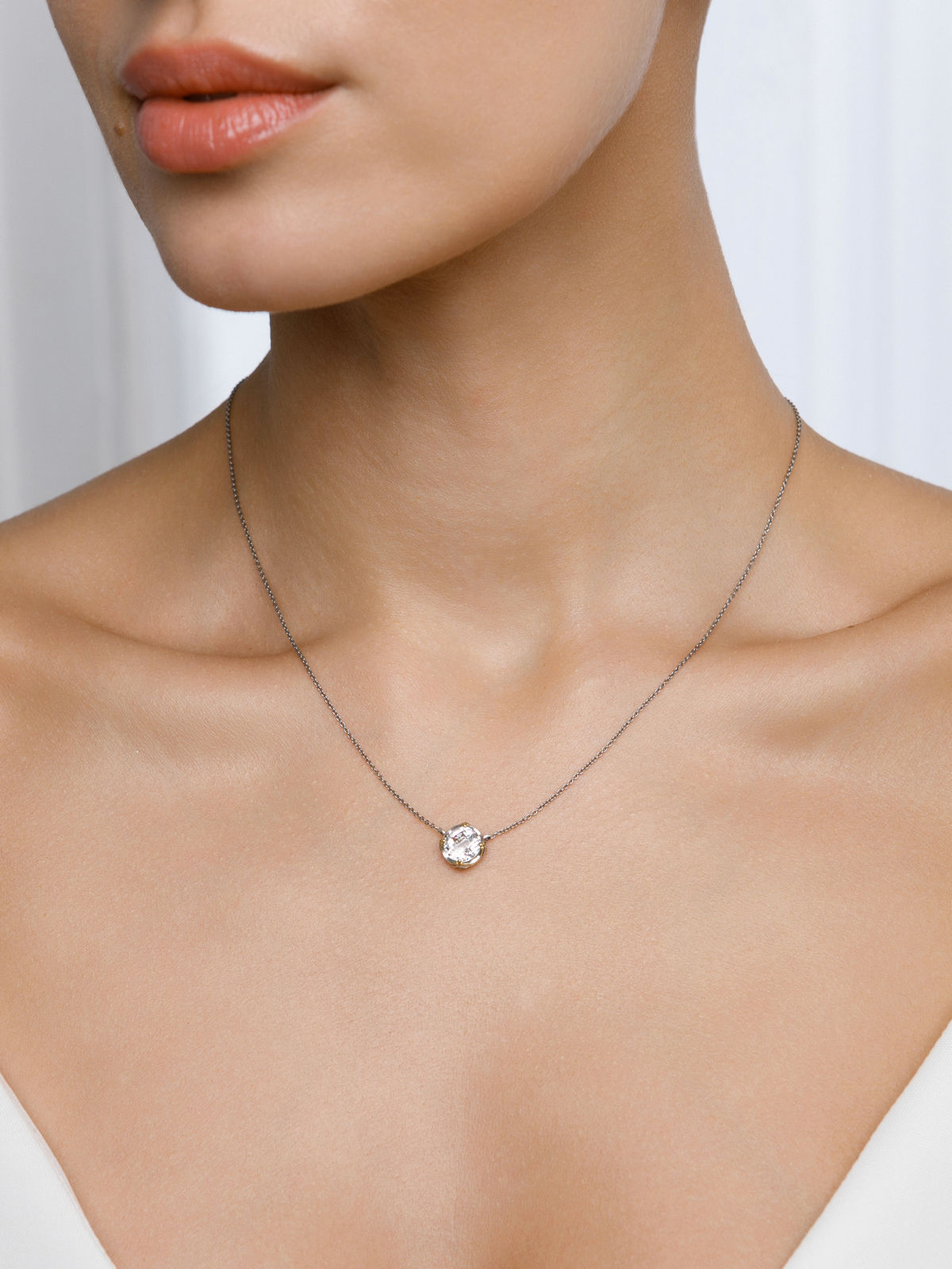 Серебряное колье ALEXANDRE VASSILIEV с горным хрусталем, марказитами Swarovski и позолотой