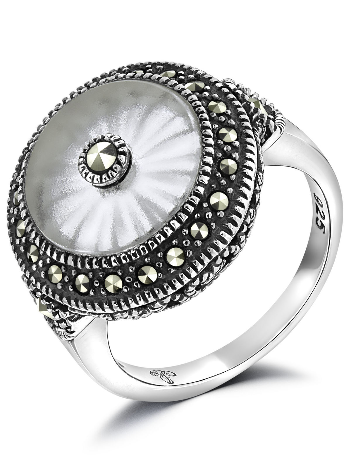 Серебряное кольцо ALEXANDRE VASSILIEV с горным хрусталем и марказитами Swarovski