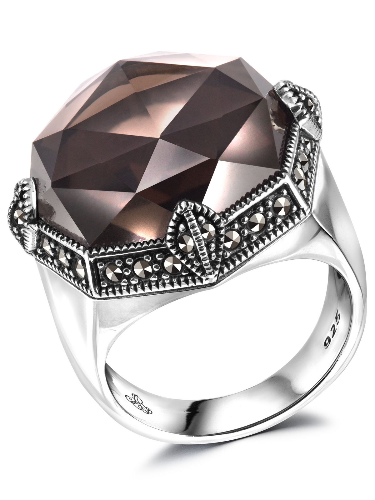 Серебряное кольцо ALEXANDRE VASSILIEV с раухтопазом и фианитами Swarovski