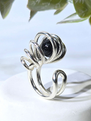 Серебряное кольцо ETERI с агатом