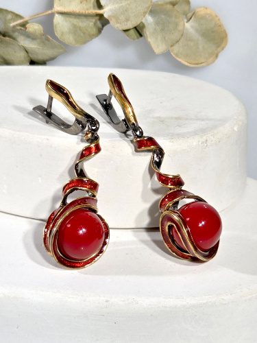 Серьги серебро с кораллом