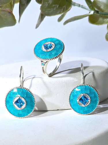 Серебряное кольцо Жар-Птица с фианитом и эмалью