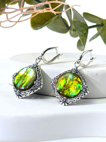 Серебряные серьги с гелиотисом