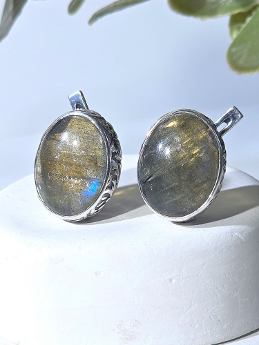 Серебряные серьги ETERI с лабрадором