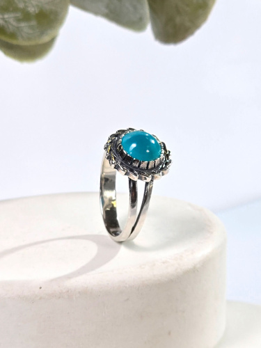 Серебряное кольцо ETERI с хризоколлой