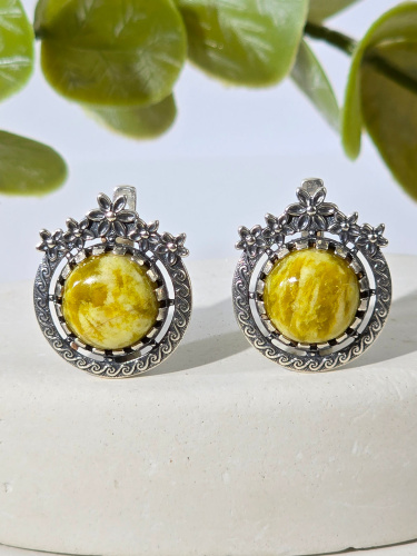 Серебряные серьги ETERI с лизардитом