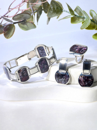Серебряный браслет ETERI с чароитом