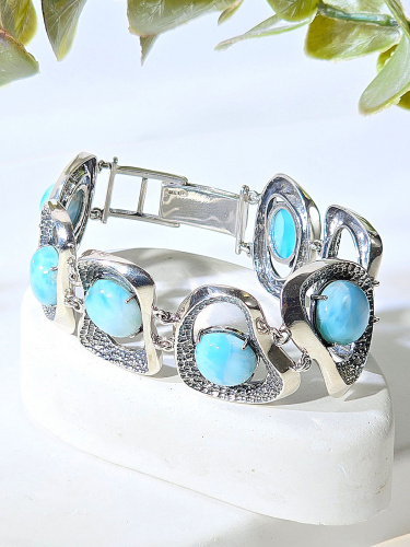 Серебряный браслет ETERI с ларимаром