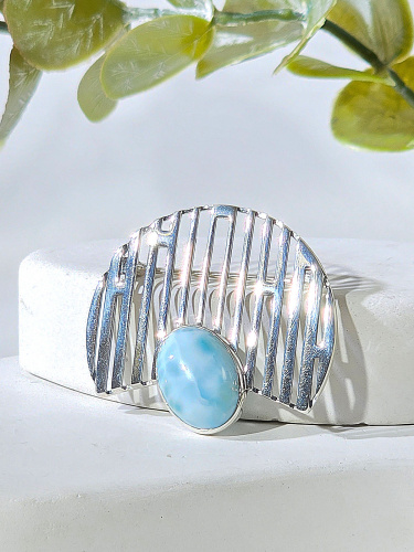 Серебряная брошь ETERI с ларимаром