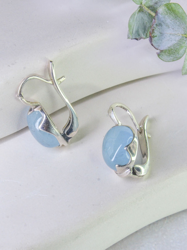 Серебряные серьги с аквамарином
