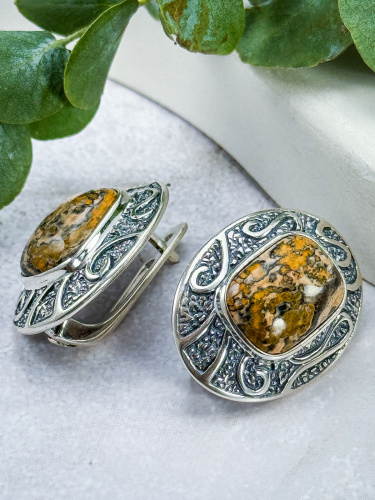 Серебряные серьги ETERI с яшмой