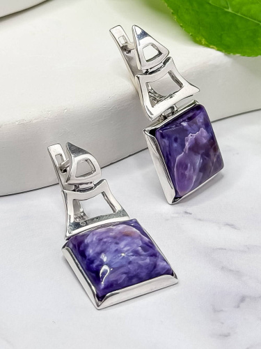 Серебряные серьги ETERI с чароитом