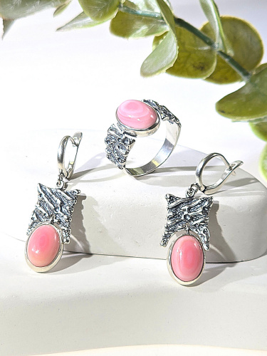Серебряные серьги ETERI с кораллом