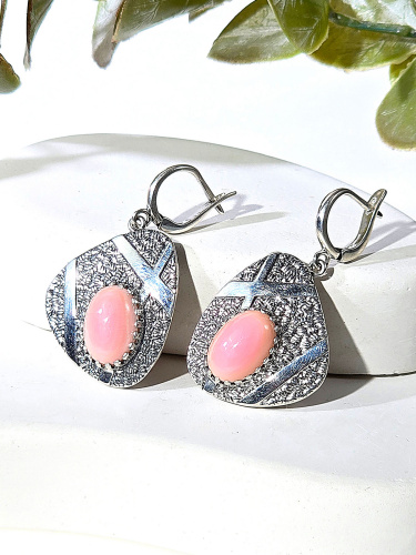 Серебряные серьги ETERI с кораллом