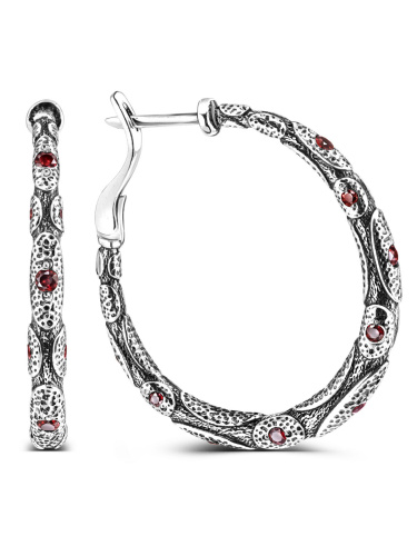 Серебряные серьги с гранатом