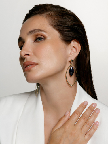 Серебряные серьги ALEXANDRE VASSILIEV с песчаником и позолотой