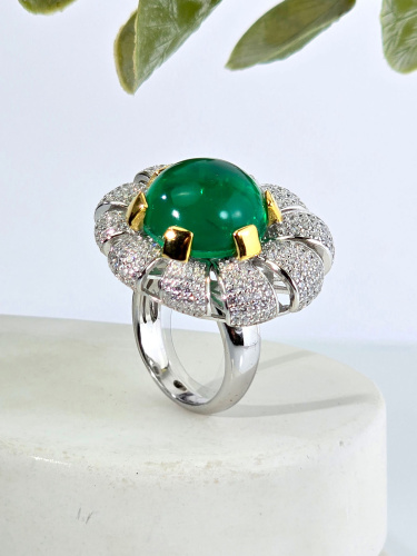Серебряные серьги с ситаллом, фианитами и позолотой