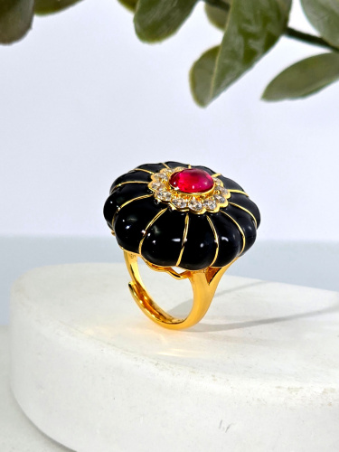 Серебряное кольцо с ситаллом и эмалью