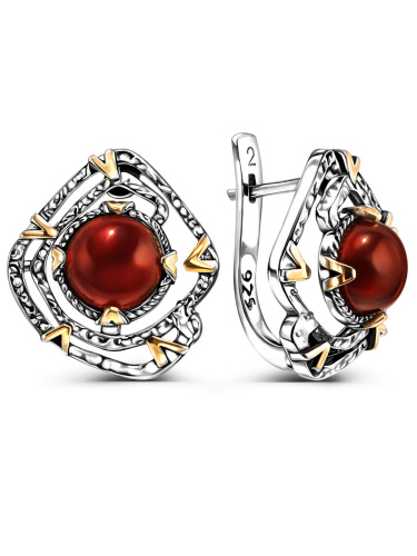 Серебряные серьги с сердоликом