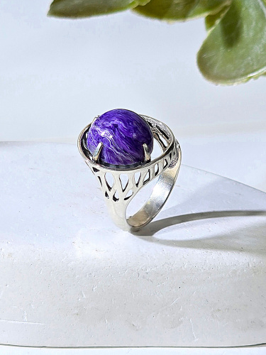 Серебряное кольцо ETERI с чароитом