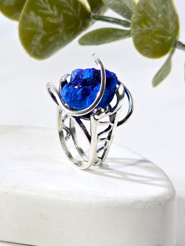 Серебряное кольцо ETERI с азуритом