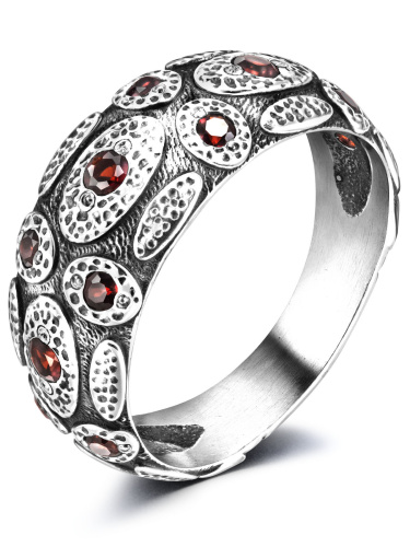 Серебряное кольцо ETERI с гранатом