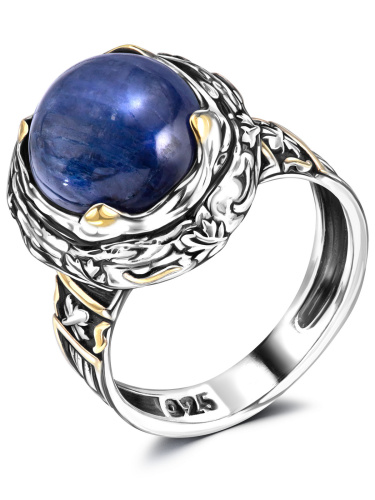 Серебряное кольцо ETERI с кианитом и позолотой