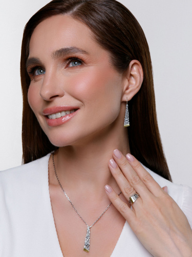 Серебряные серьги Yaffo с золотом