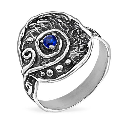 Серебряное кольцо Yaffo с синим фианитом