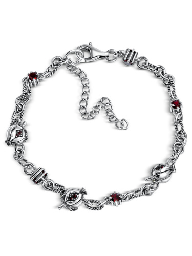Серебряный браслет ALEXANDRE VASSILIEV с гранатом и марказитами Swarovski