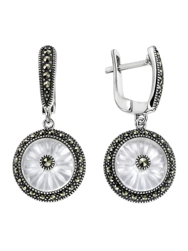 Серебряные серьги ALEXANDRE VASSILIEV с горным хрусталем и марказитами Swarovski