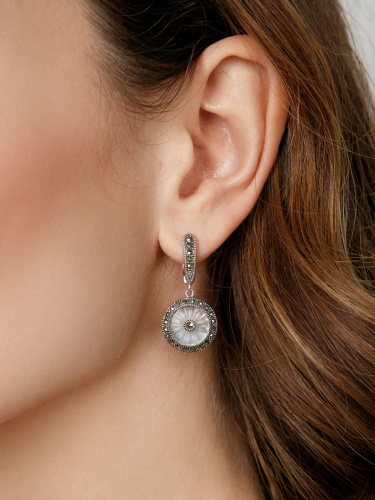 Серебряные серьги ALEXANDRE VASSILIEV с горным хрусталем и марказитами Swarovski