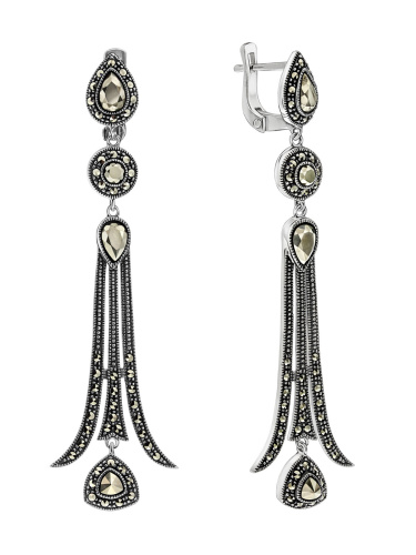 Серебряные серьги ALEXANDRE VASSILIEV с марказитами Swarovski
