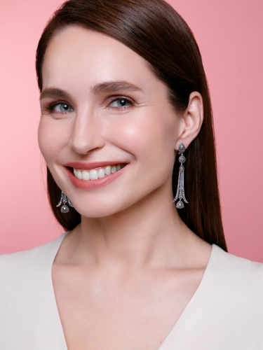 Серебряные серьги ALEXANDRE VASSILIEV с марказитами Swarovski