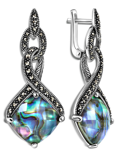 Серебряные серьги ALEXANDRE VASSILIEV с перламутром, горным хрусталем и марказитами Swarovski