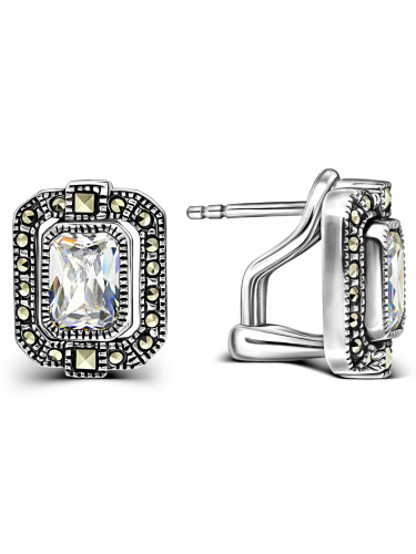 Серебряные серьги ALEXANDRE VASSILIEV с фианитами и марказитами Swarovski