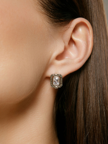 Серебряные серьги ALEXANDRE VASSILIEV с фианитами и марказитами Swarovski
