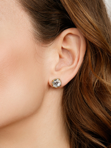 Серебряные серьги ALEXANDRE VASSILIEV с горным хрусталем, марказитами Swarovski и позолотой