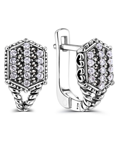 Серебряные серьги ALEXANDRE VASSILIEV с фианитами и марказитами Swarovski