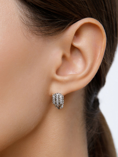 Серебряные серьги ALEXANDRE VASSILIEV с фианитами и марказитами Swarovski
