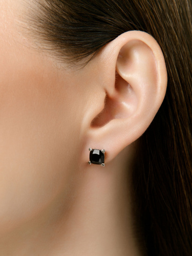Серебряные серьги ALEXANDRE VASSILIEV с черным ониксом и марказитами Swarovski