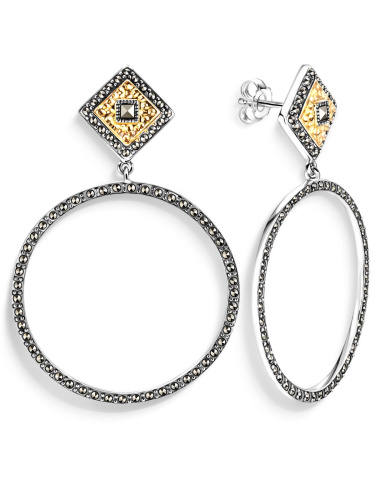 Серебряные серьги ALEXANDRE VASSILIEV с марказитами Swarovski и позолотой