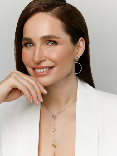 Серебряные серьги ALEXANDRE VASSILIEV с марказитами Swarovski и позолотой